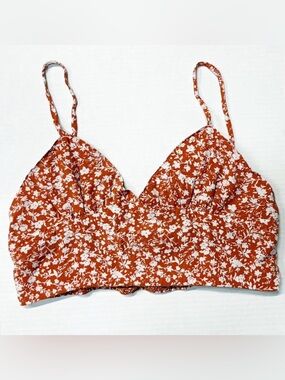 HYFVE ORANGE FLORAL BRALETTE CROP TOP SIZE LARGE